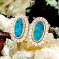 * 1 CELESTIAL AURORA 14KT GOLD & DIAMOND OPAL STUD EARRINGS