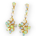 *LUMINARY CASCADE14KT GOLD & DIAMOND WHITE OPAL DROP EARRINGS