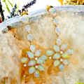 *LUMINARY CASCADE14KT GOLD & DIAMOND WHITE OPAL DROP EARRINGS