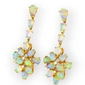 * 1 LUMINARY CASCADE14KT GOLD & DIAMOND WHITE OPAL DROP EARRINGS