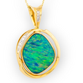 *ETERNAL RAINBOW MAJESTY 18KT GOLD & DIAMOND GEM QUALITY OPAL PENDANT