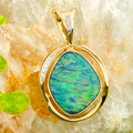 *ETERNAL RAINBOW MAJESTY 18KT GOLD & DIAMOND GEM QUALITY OPAL PENDANT