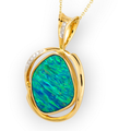 * 1 ETERNAL RAINBOW MAJESTY 18KT GOLD & DIAMOND GEM QUALITY OPAL PENDANT