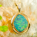 * 1 ETERNAL RAINBOW MAJESTY 18KT GOLD & DIAMOND GEM QUALITY OPAL PENDANT