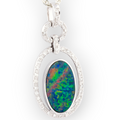 *CELESTIAL RADIANCE 18KT WHITE GOLD & DIAMOND HALO GEM QUALITY OPAL PENDANT
