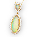 * A PASSIONATE LOVE 18KT GOLD & DIAMOND WHITE OPAL PENDANT
