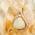 *ANGELS PROTECTION 18KT GOLD & DIAMOND WHITE OPAL PENDANT