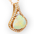 * 1 ANGELS PROTECTION 18KT GOLD & DIAMOND WHITE OPAL PENDANT