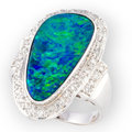 *OCEAN FIRE 18KT GOLD AND DIAMOND OPAL RING