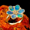 * 1 MAGICAL FLOWERS 18KT GOLD  AND DIAMOND OPAL RING