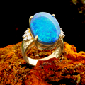 *BLUE LAGOON 18KT GOLD  AND DIAMOND OPAL RING