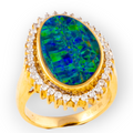 *FOREST LIGHT 18KT GOLD  AND DIAMOND OPAL RING
