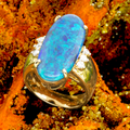 * 1 COSMIC FIRE 18KT GOLD AND DIAMOND OPAL RING
