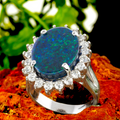 *TIDAL LIGHT 18KT GOLD  AND DIAMOND OPAL RING