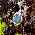 * 1 AURORA GALACTIC STERLING SILVER OPAL NECKLACE
