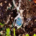 * 1 AURORA GALACTIC STERLING SILVER OPAL NECKLACE