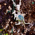 * 1 COSMIC CHERRY BLOSSOM DUO WHITE OPAL 18KT GOLD PLATED DROP PENDANT