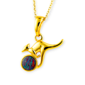 * 1 CELESTIAL OUTBACK AURORA KANGAROO 18KT GOLD PLATED OPAL PENDANT