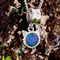 * 1 LUNAR COSMIC WHISKER CONSTELLATION CAT STERLING SILVER OPAL NECKLACE