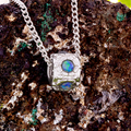 * 1 GALACTIC GYRO AURORA SPIN STERLING SILVER OPAL NECKLACE