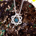 * 1 CELESTIAL STARLIGHT CONSTELLATION STAR OF DAVID STERLING SILVER OPAL NECKLACE