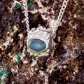 * 1 COSMIC ORBITAL LIGHT SWIVEL STERLING SILVER OPAL NECKLACE