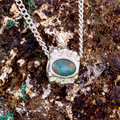 * 1 COSMIC ORBITAL LIGHT SWIVEL STERLING SILVER OPAL NECKLACE