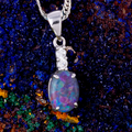 * 1 CELESTIAL RAINBOW DROP STERLING SILVER OPAL PENDANT