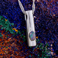 * 1 COSMIC AURORA RAINBOW DROP STERLING SILVER OPAL PENDANT