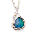 * 1 COSMIC OCEAN STERLING SILVER OPAL PENDANT