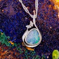 * 1 COSMIC OCEAN STERLING SILVER OPAL PENDANT