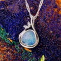 * 1 COSMIC OCEAN STERLING SILVER OPAL PENDANT