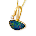 * 1 CELESTIAL AURORA DIAMOND 14KT GOLD OPAL CHARM