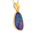 * 1 RAINBOW FLARE 14KT YELLOW GOLD OPAL NECKLACE