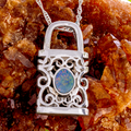 * 1 COSMIC LOCKET STERLING SILVER OPAL CHARM PENDANT