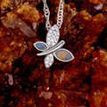 * 1 BUTTERFLY AURORA STERLING SILVER OPAL CHARM PENDANT