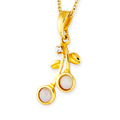 * 1 CHERRY BLOSSOM WHITE OPAL 18KT GOLD PLATED PENDANT