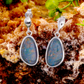 * 1 AURORA RAINBOW STERLING SILVERY OPAL DROP EARRINGS