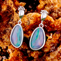 * 1 STARDUST RAINBOW  STERLING SILVER OPAL DROP EARRINGS