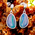 * 1 STARDUST RAINBOW  STERLING SILVER OPAL DROP EARRINGS
