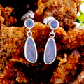 * 1 NEBULA VIOLET COUTURE CIRCLE OPAL DROP EARRINGS STERLING SILVER