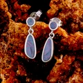 * 1 NEBULA VIOLET COUTURE CIRCLE OPAL DROP EARRINGS STERLING SILVER