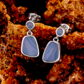 * 1 SUPERNOVA VIOLET HALO OPAL DROP EARRINGS COUTURE STERLING SILVER