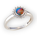 * CELESTIAL FLAME 14KT WHITE GOLD OPAL RING