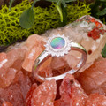 * CELESTIAL FLAME 14KT WHITE GOLD OPAL RING