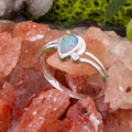 * TEARDROP RAINBOW 14KT GOLD & DIAMOND OPAL RING