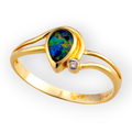 * COSMIC FLARE DIAMOND 14KT YELLOW GOLD OPAL RING