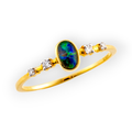 * ASTRAL RADIANCE DIAMOND CROWN 14KT YELLOW GOLD OPAL RING