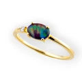 * GALACTIC DIAMOND LATTICE 14KT YELLOW GOLD GEM QUALITY OPAL RING