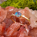 * GALACTIC DIAMOND LATTICE 14KT YELLOW GOLD GEM QUALITY OPAL RING